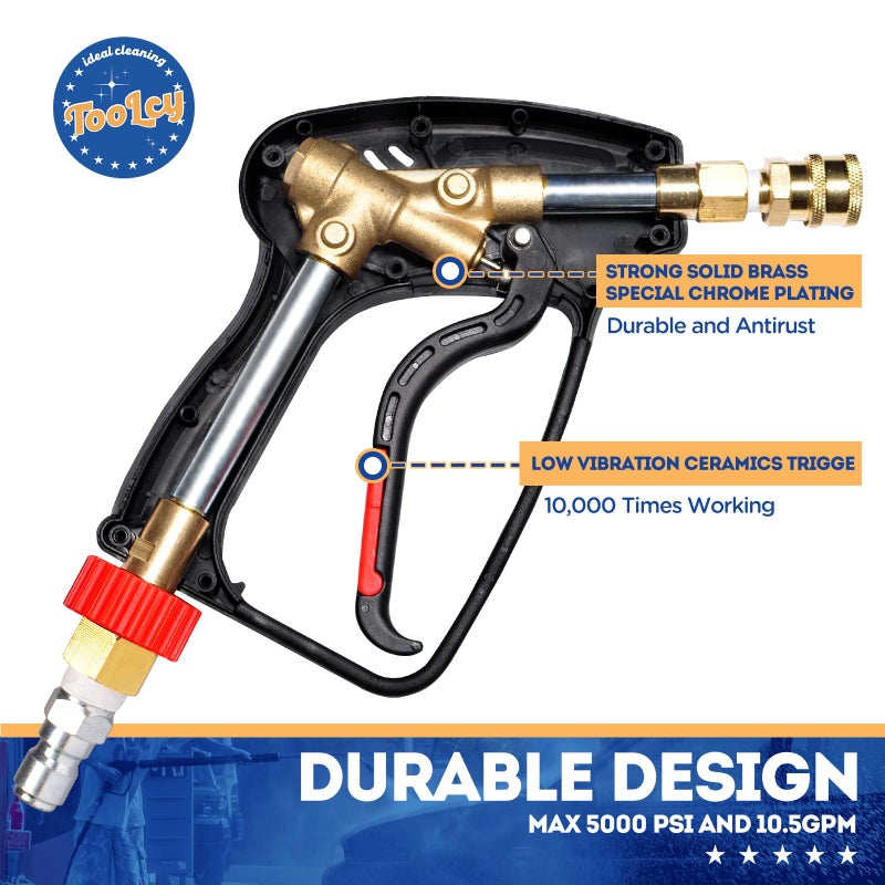 TOOLCY Pressure Washer Short Gun, Commercial 5000 PSI / 10.5 GPM with Nozzle Tips, 3/8" Swivel USA-NPT Thread x Quick Socket, Sturdy Design for Gas Power Washer - Image 5